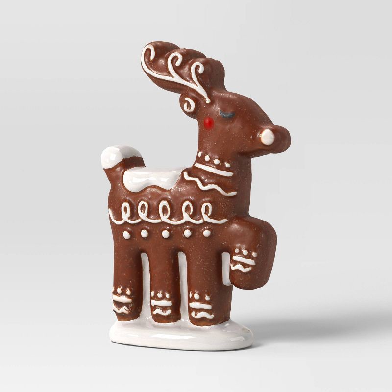 slide 3 of 4, 2pk Christmas Ceramic Gingerbread Deer Decor - Wondershop™, 2 ct