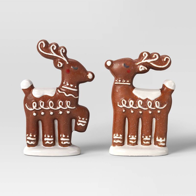 slide 1 of 4, 2pk Christmas Ceramic Gingerbread Deer Decor - Wondershop™, 2 ct