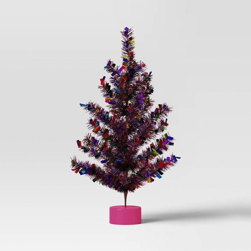 slide 1 of 4, Christmas Metal Mini Tree Shiny Multicolor Tinsel - Wondershop™, 1 ct