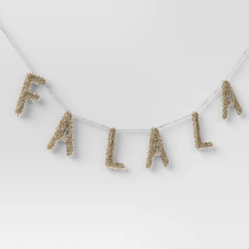 slide 1 of 3, 72" Christmas "Falala" Garland Champagne Gold - Wondershop™, 1 ct