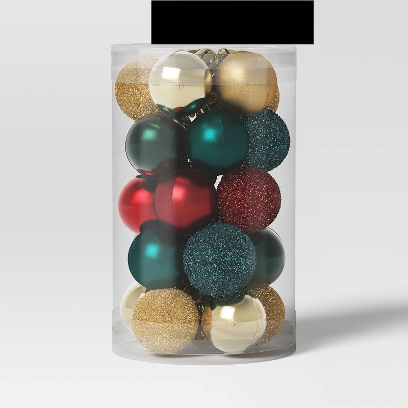 slide 3 of 3, 25ct Christmas 30mm Ornament Set Red/Gold/Green - Wondershop™, 25 ct