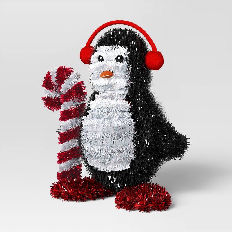 slide 1 of 4, Christmas Tinsel Penguin with Headphones - Wondershop™, 1 ct