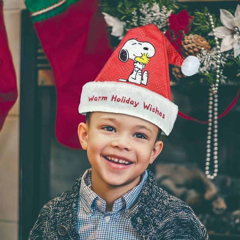 slide 3 of 3, Peanuts Santa Hat with Snoopy Hug, 1 ct
