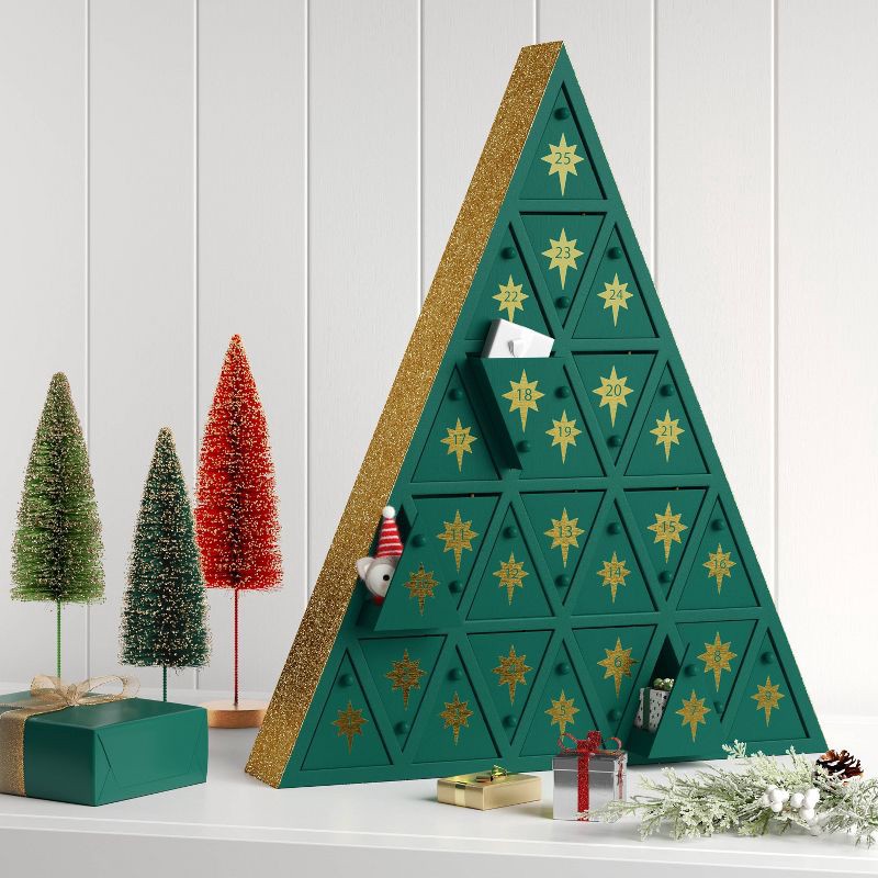 slide 2 of 4, Christmas Wood Triangle Advent Countdown Green - Wondershop™, 1 ct