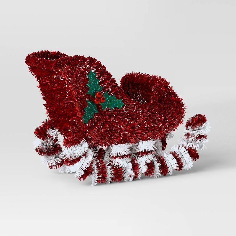 slide 1 of 4, Christmas Tinsel Sleigh Red - Wondershop™, 1 ct