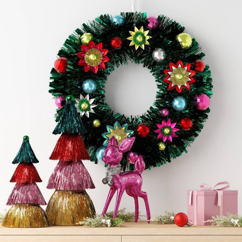 slide 2 of 3, 10.75" Christmas Tinsel Multicolor Tree Décor - Wondershop™, 1 ct