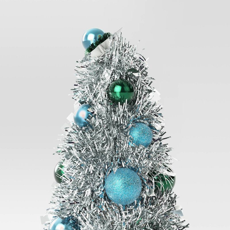 slide 3 of 3, 8" Christmas Tinsel Tree with Flower - Wondershop™, 1 ct