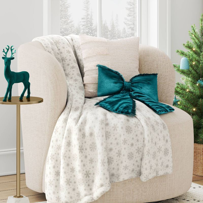 slide 2 of 3, 20" Christmas Bow Shaped Pillow Green - Wondershop™, 1 ct