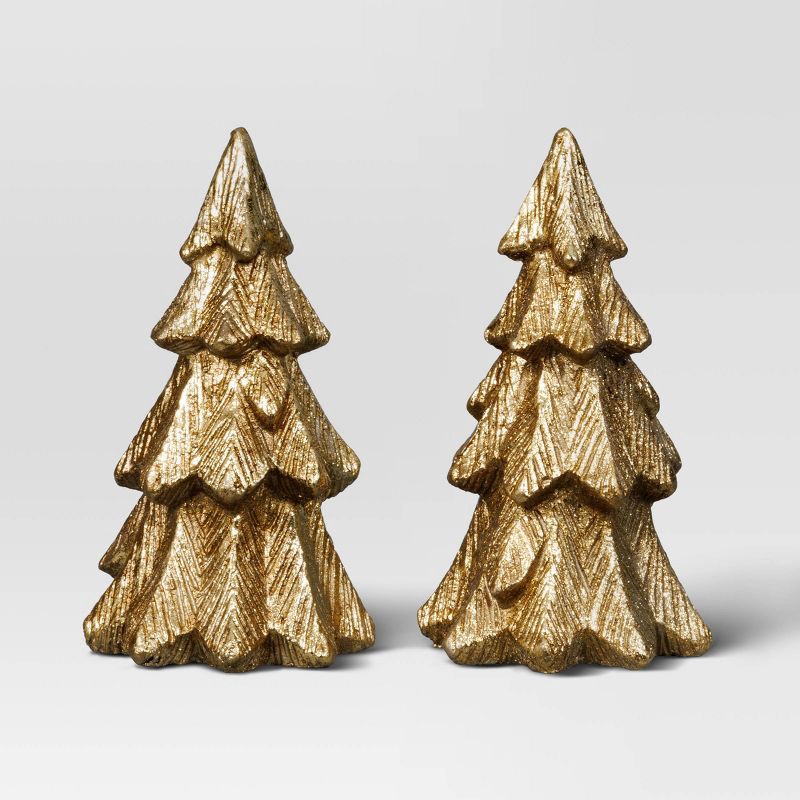 slide 3 of 6, 8pk Christmas Poly Figural Decor Set Birds/Bunny/Trees Gold - Wondershop™, 8 ct