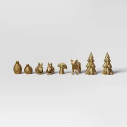 8pk Christmas Poly Figural Decor Set Birds/Bunny/Trees Gold - Wondershop™