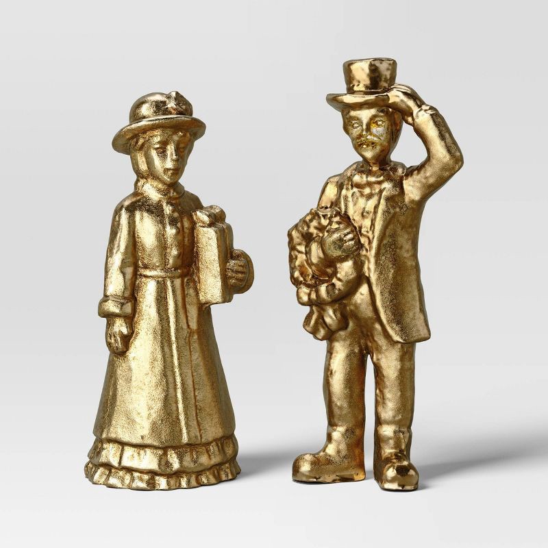 slide 5 of 6, 8pk Christmas Poly Animals/Trees/People Decor Set Gold - Wondershop™, 8 ct