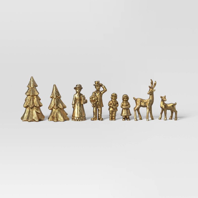 slide 1 of 6, 8pk Christmas Poly Animals/Trees/People Decor Set Gold - Wondershop™, 8 ct
