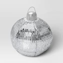 11"x13" Christmas 3D Disco Ball Shape Pillow with Silver Sequins - Wondershop™