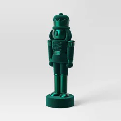 11.5" Christmas Green Flocked Nutcracker with Glittered Finish - Wondershop™