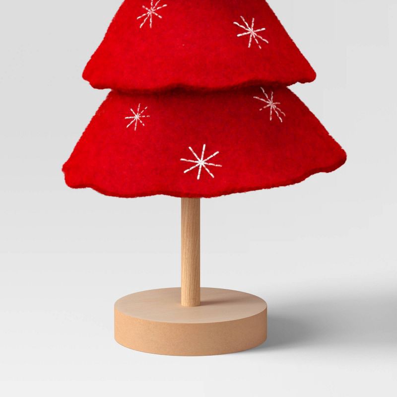 slide 3 of 3, 12" Christmas Three Layered Round Felt Tree Decor Red - Wondershop™, 1 ct