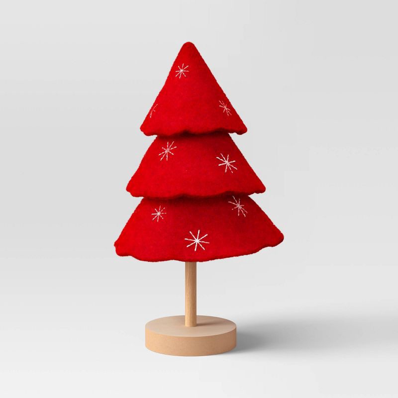 slide 1 of 3, 12" Christmas Three Layered Round Felt Tree Decor Red - Wondershop™, 1 ct