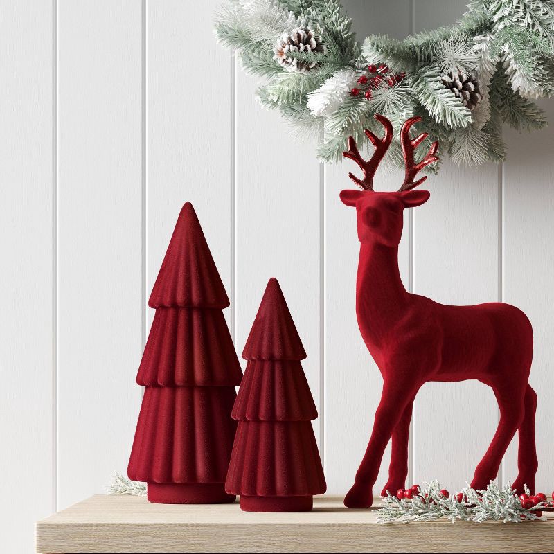 slide 2 of 3, 12" Christmas Flocked Standing Deer Decor Red - Wondershop™, 1 ct