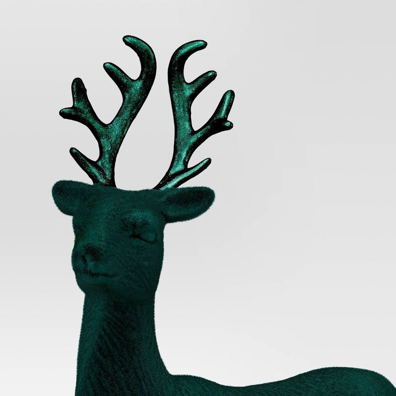 slide 3 of 3, 12" Christmas Flocked Standing Deer Decor Green - Wondershop™, 1 ct