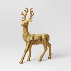 12" Christmas Flocked Standing Deer Decor Gold with Glittered Antler - Wondershop™