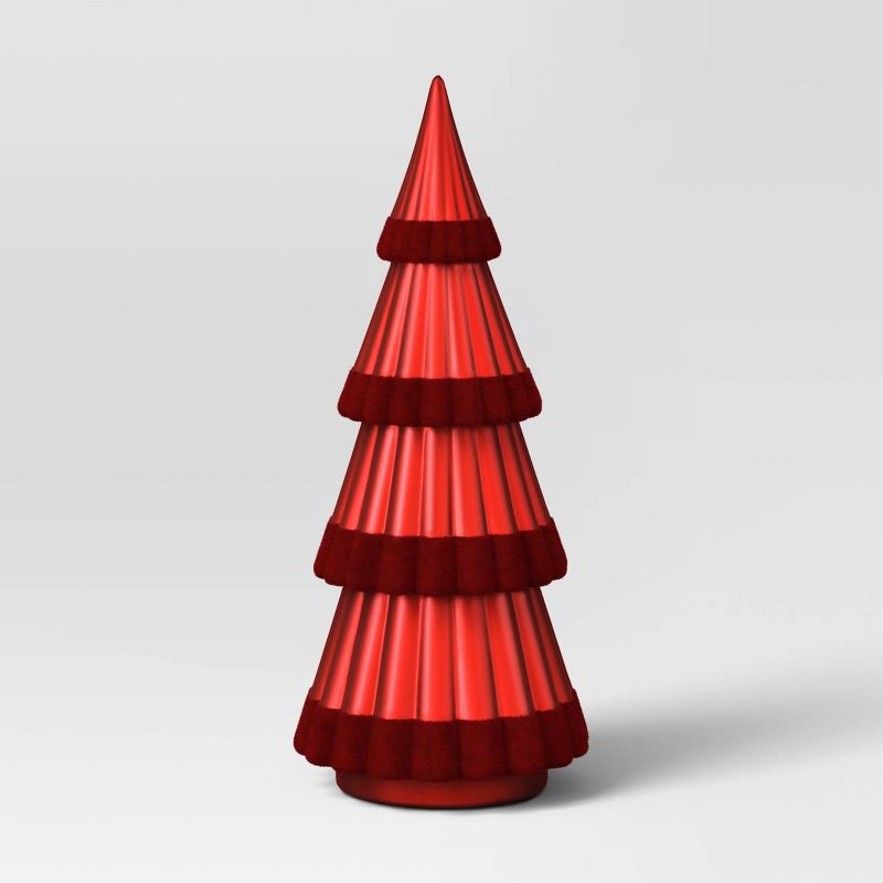 slide 1 of 3, 12" Christmas Red Tree Electroplating and Flocked finish - Wondershop™, 1 ct