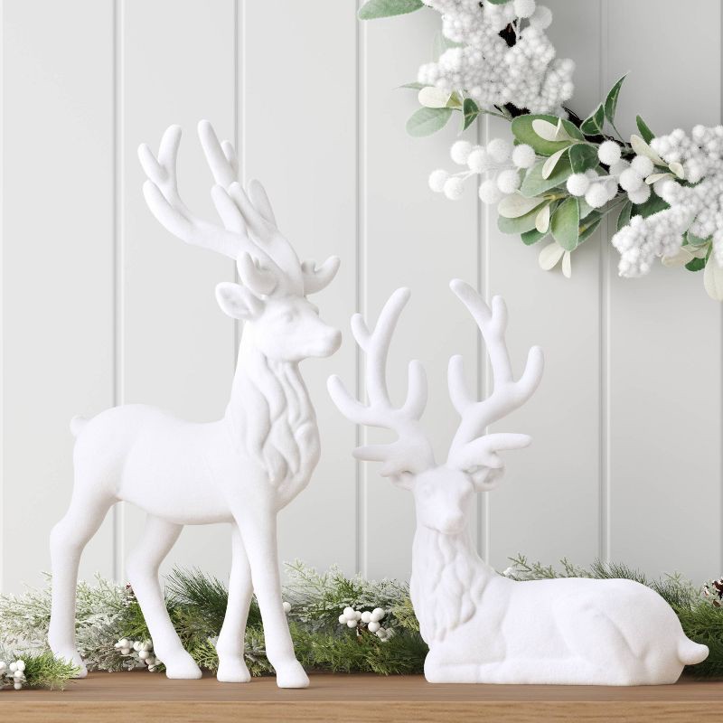 slide 2 of 3, 13.5" Christmas Flocked Standing Deer White - Wondershop™, 1 ct