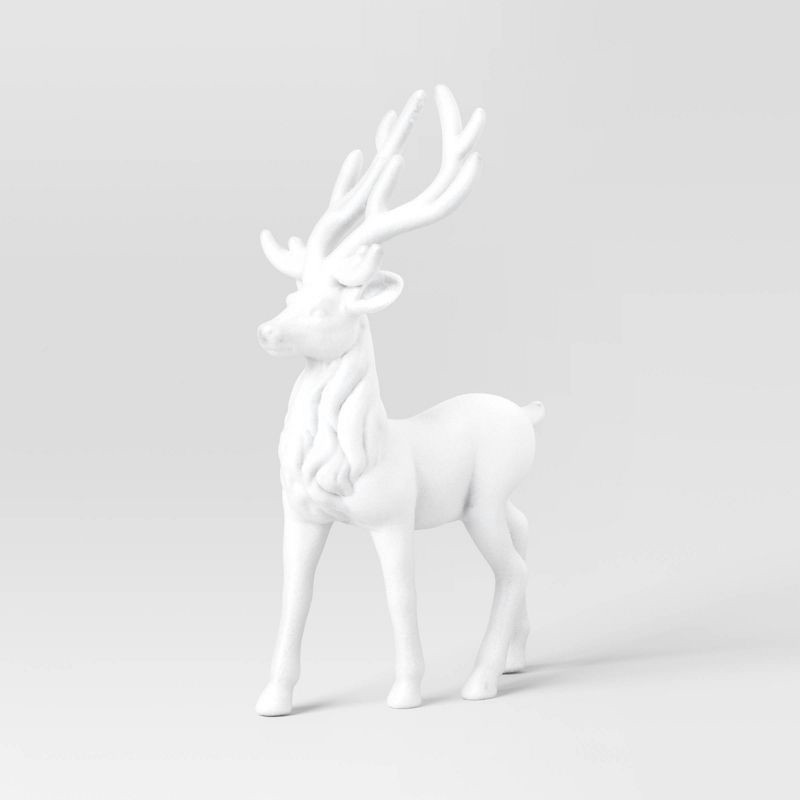 slide 1 of 3, 13.5" Christmas Flocked Standing Deer White - Wondershop™, 1 ct