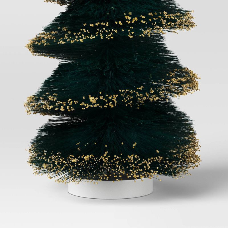 slide 3 of 3, 16" Christmas Spiral Sisal Tree Deep Green/Gold Glitter - Wondershop™, 1 ct