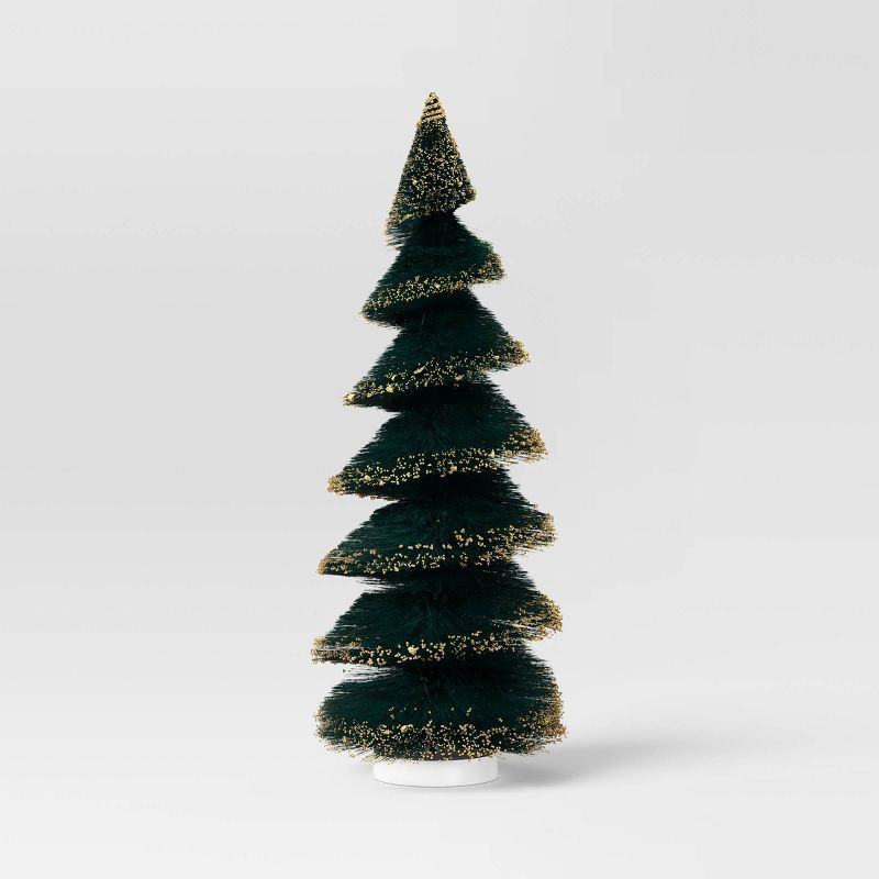 slide 1 of 3, 16" Christmas Spiral Sisal Tree Deep Green/Gold Glitter - Wondershop™, 1 ct