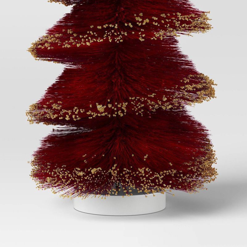 slide 3 of 3, 16" Christmas Spiral Sisal Tree Deep Red/Gold Glitter - Wondershop™, 1 ct