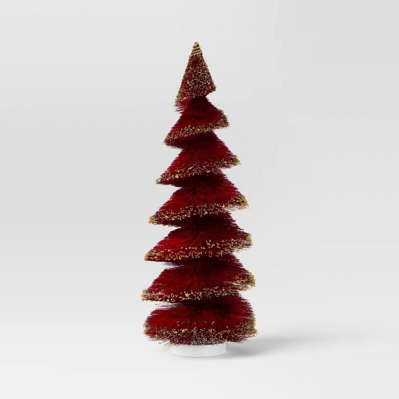 slide 1 of 3, 16" Christmas Spiral Sisal Tree Deep Red/Gold Glitter - Wondershop™, 1 ct
