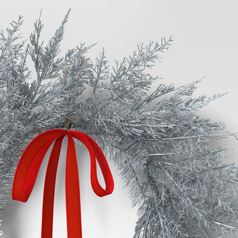 slide 3 of 3, 22" Christmas Silver Wreath - Wondershop™, 1 ct