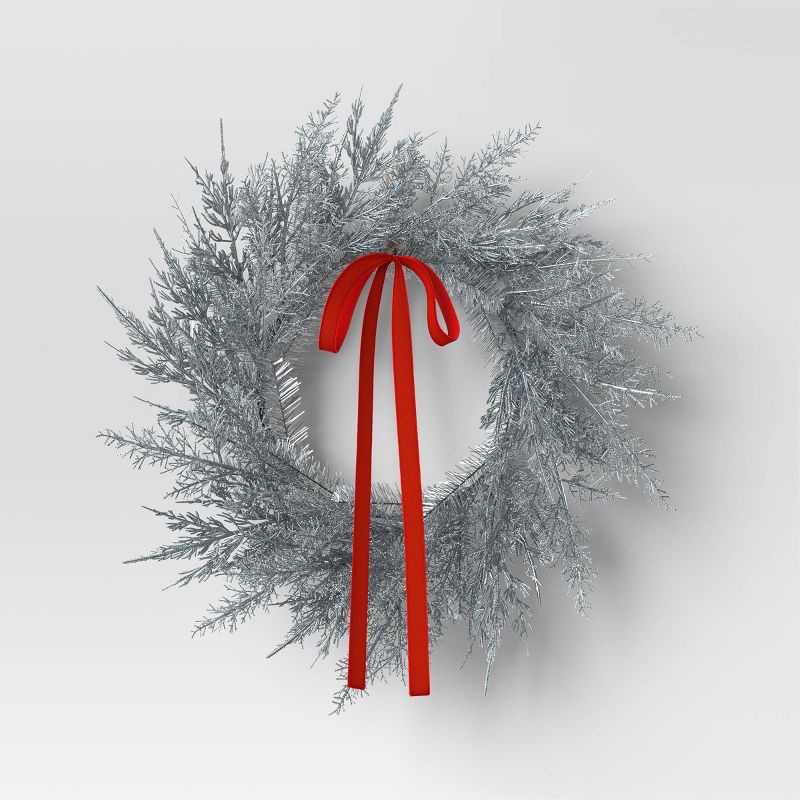 slide 1 of 3, 22" Christmas Silver Wreath - Wondershop™, 1 ct