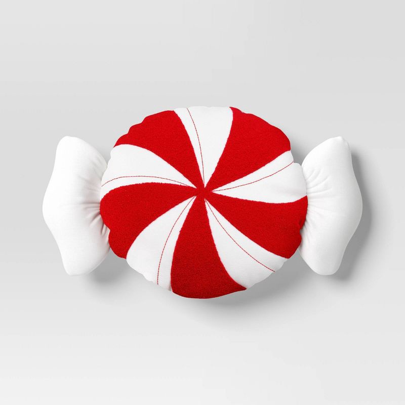 slide 1 of 4, 28" Christmas Peppermint Shaped Pillow Red/White - Wondershop™, 1 ct