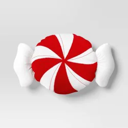 28" Christmas Peppermint Shaped Pillow Red/White - Wondershop™