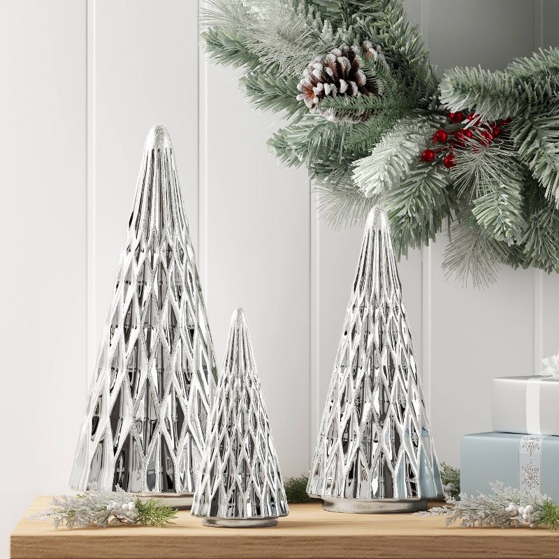 slide 2 of 3, 3ct Christmas Shatterproof Tree Silver - Wondershop™, 3 ct