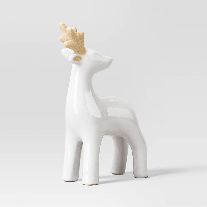 slide 3 of 5, 3ct Christmas Ceramic Deer Decor Set White- Wondershop™, 3 ct