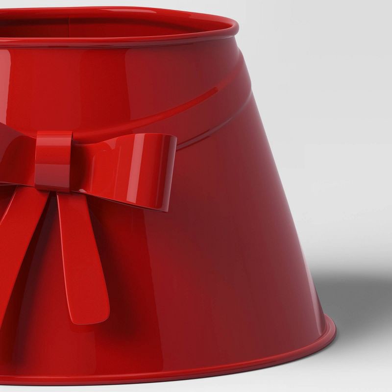 slide 3 of 3, 7" Christmas Metal Mini Tree Collar with Bow Red - Wondershop™, 1 ct