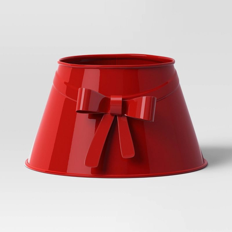 slide 1 of 3, 7" Christmas Metal Mini Tree Collar with Bow Red - Wondershop™, 1 ct