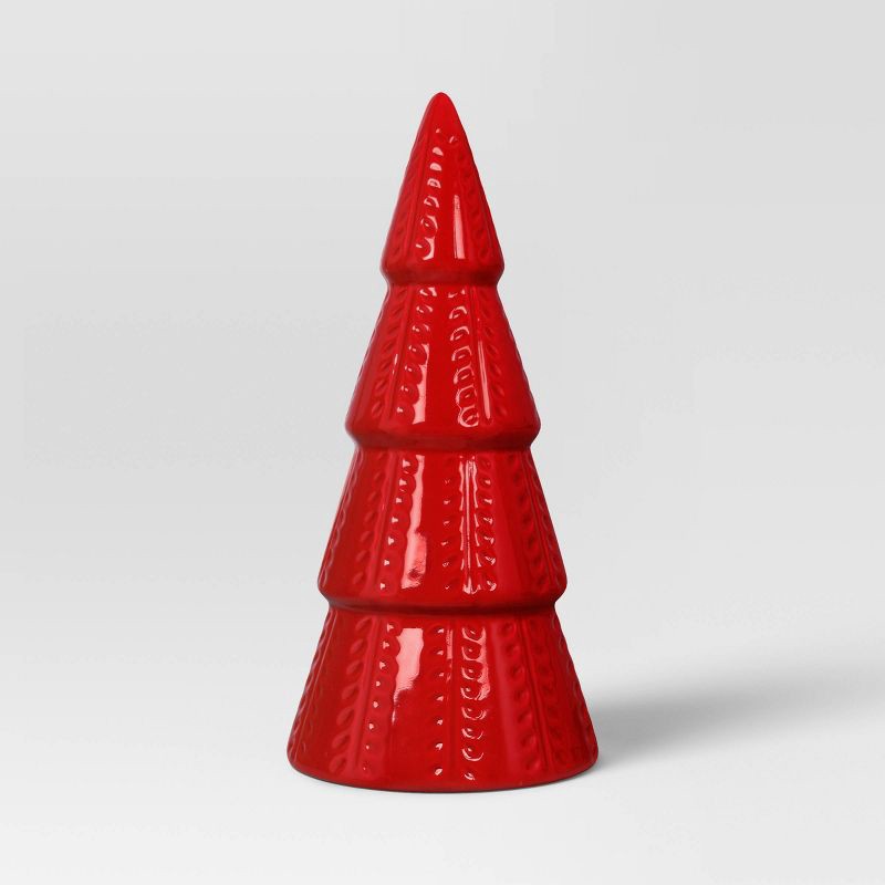 slide 1 of 3, 8" Christmas Ceramic Tree Shaped Decor Red - Wondershop™, 1 ct