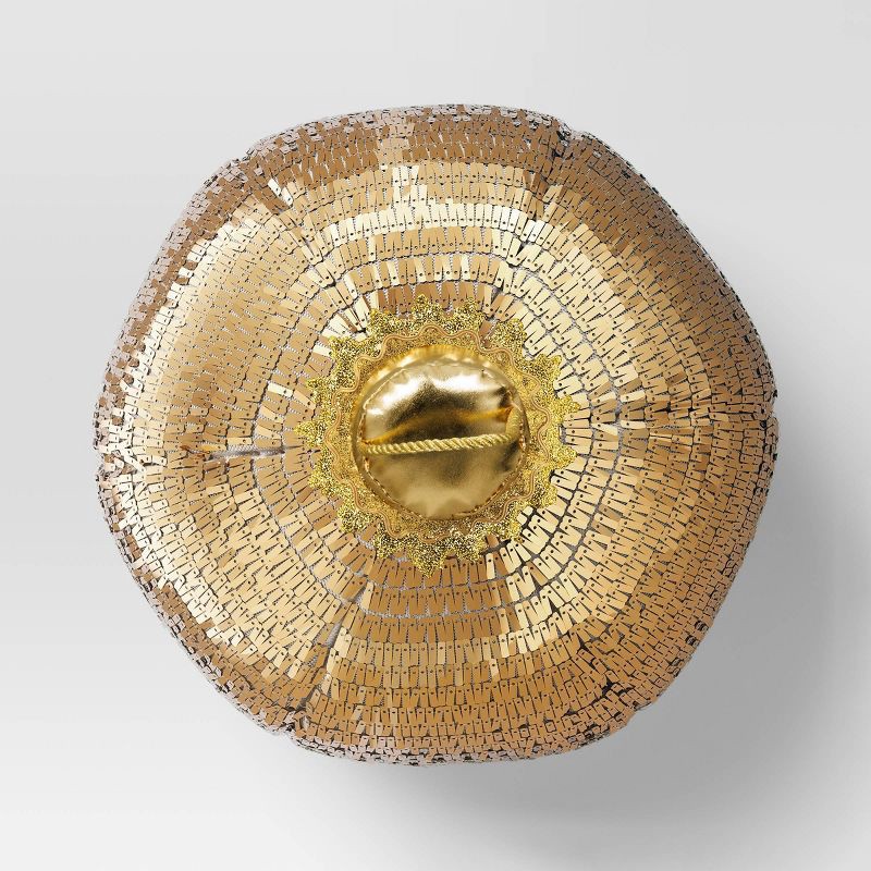 slide 3 of 4, 9"x11" 3D Christmas Disco Ball Shape Sequin Pillow Champagne Gold - Wondershop™, 1 ct