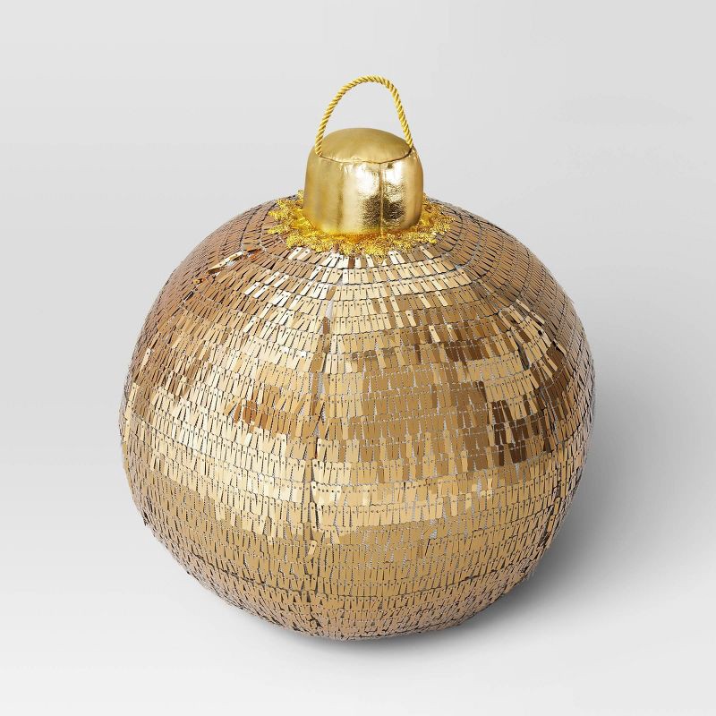 slide 1 of 4, 9"x11" 3D Christmas Disco Ball Shape Sequin Pillow Champagne Gold - Wondershop™, 1 ct