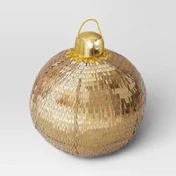 9"x11" 3D Christmas Disco Ball Shape Sequin Pillow Champagne Gold - Wondershop™