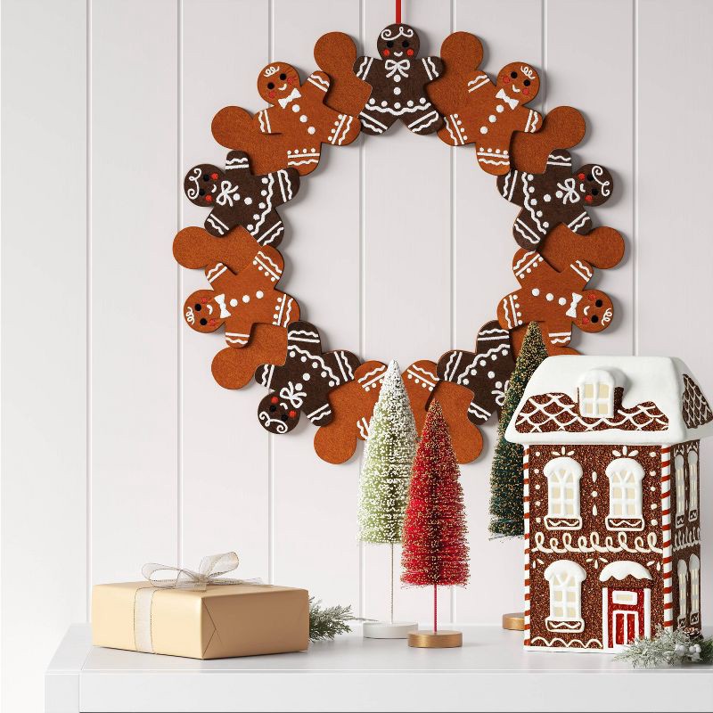slide 2 of 3, Christmas Fabric Gingerbread Wreath - Wondershop™, 1 ct