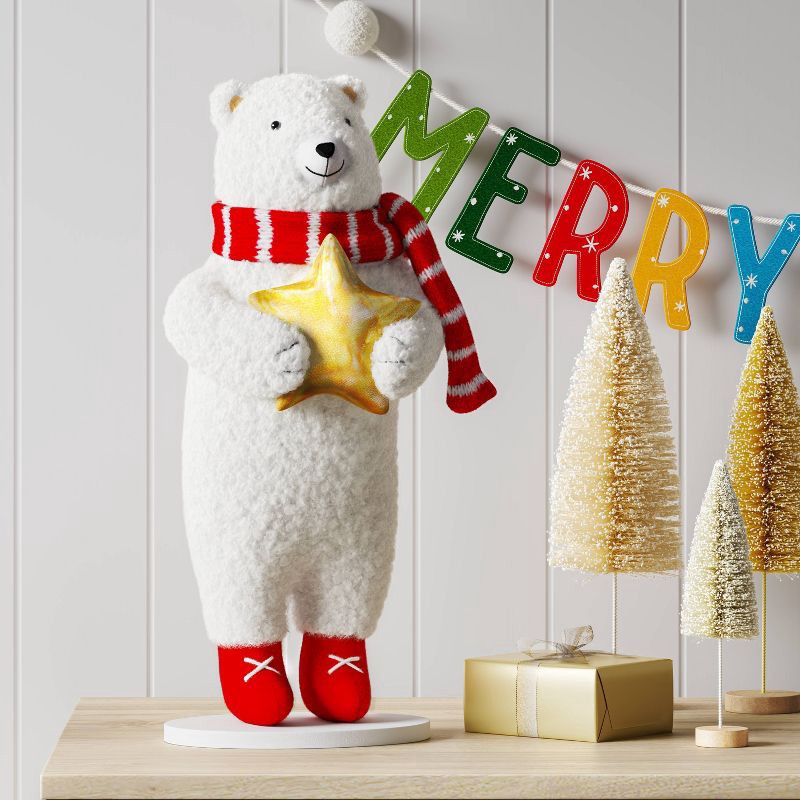 slide 2 of 3, Christmas Plush Polar Bear with Star Decor - Wondershop™, 1 ct