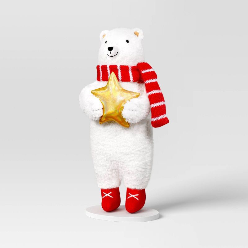 slide 1 of 3, Christmas Plush Polar Bear with Star Decor - Wondershop™, 1 ct