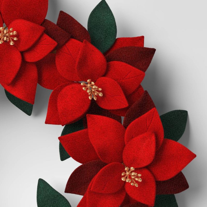 slide 3 of 3, Christmas Fabric Poinsettia Wreath Decor - Wondershop™, 1 ct