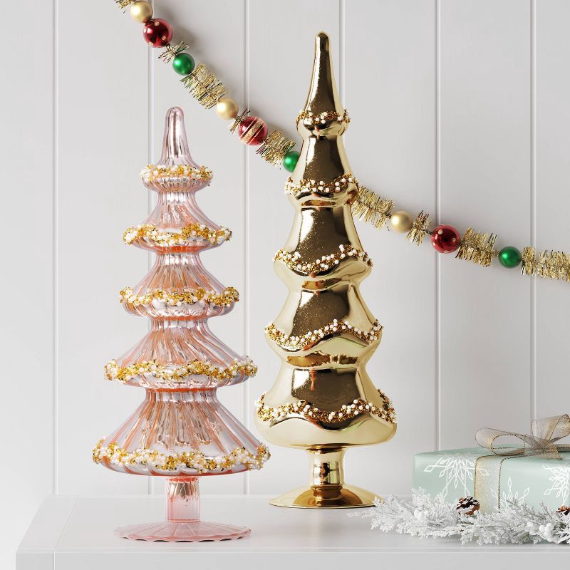 slide 2 of 3, 14.75" Christmas Glass Tree Decor Gold - Wondershop™, 1 ct