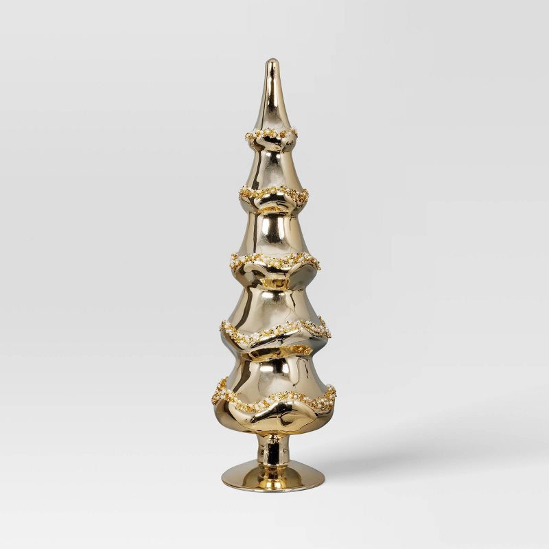 slide 1 of 3, 14.75" Christmas Glass Tree Decor Gold - Wondershop™, 1 ct
