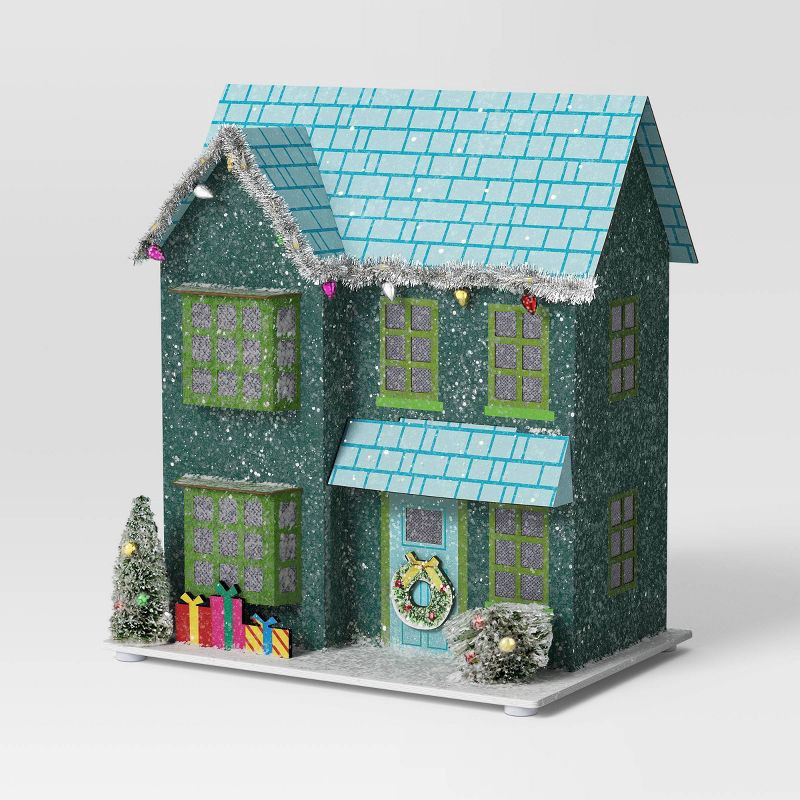 slide 3 of 3, Christmas Glitter House Blue - Wondershop™, 1 ct