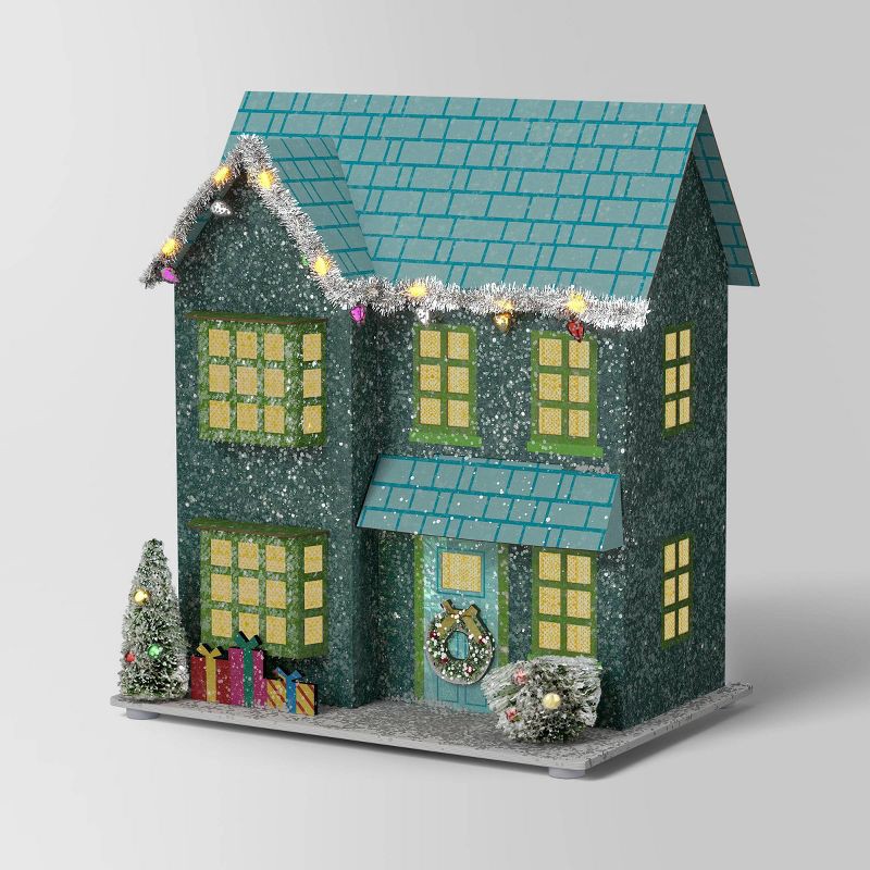 slide 1 of 3, Christmas Glitter House Blue - Wondershop™, 1 ct